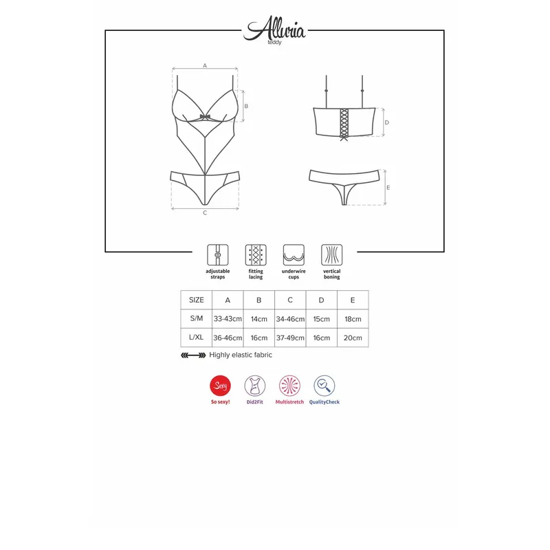 Alluria Teddy schwarz Größe: S/M