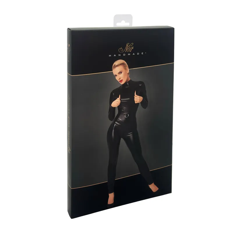 Powerwetlook Catsuit F319 mit Reißverschluss und Ring - 3XL