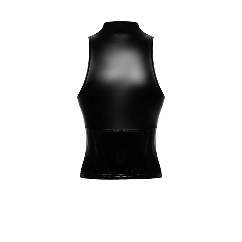 F324 Wetlook Top mit Reißverschluss - 3XL