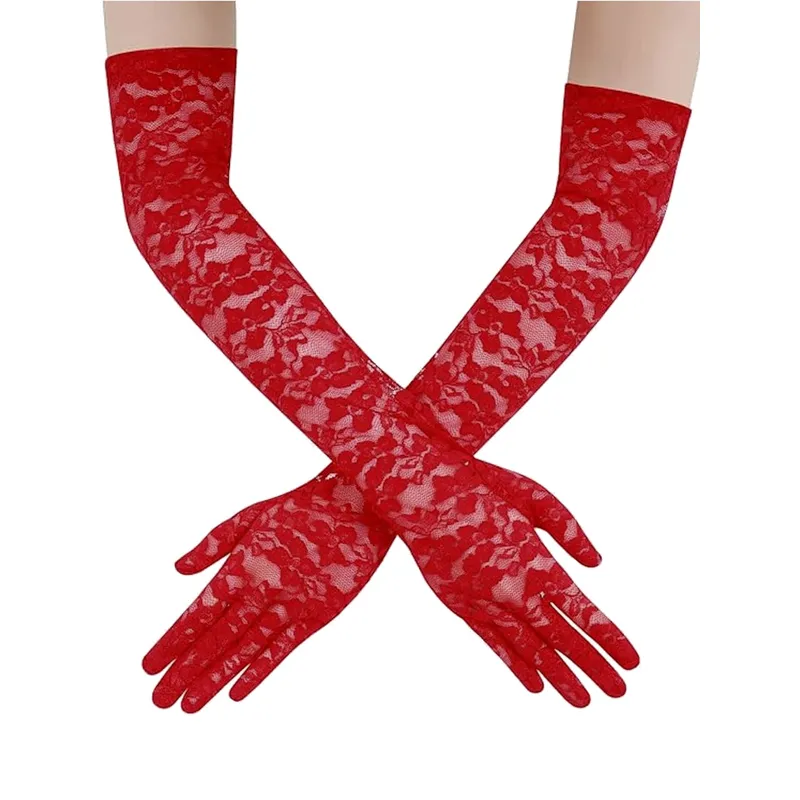 Spitzen-Handschuhe CR3071 rot von Chilirose
