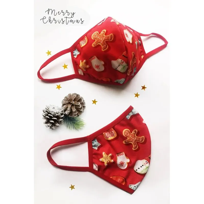 2-lagige X-mas Maske rot - OS