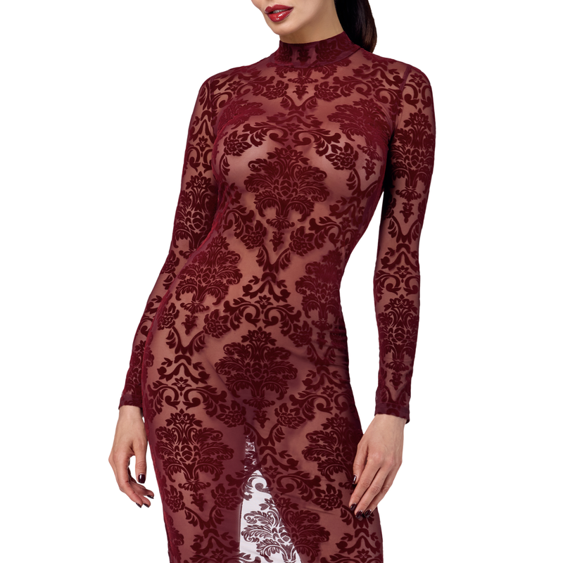 Langes Flockkleid F383 Kink Royal rot - 3XL
