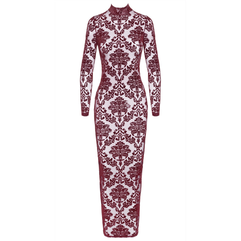 Langes Flockkleid F383 Kink Royal rot - 3XL