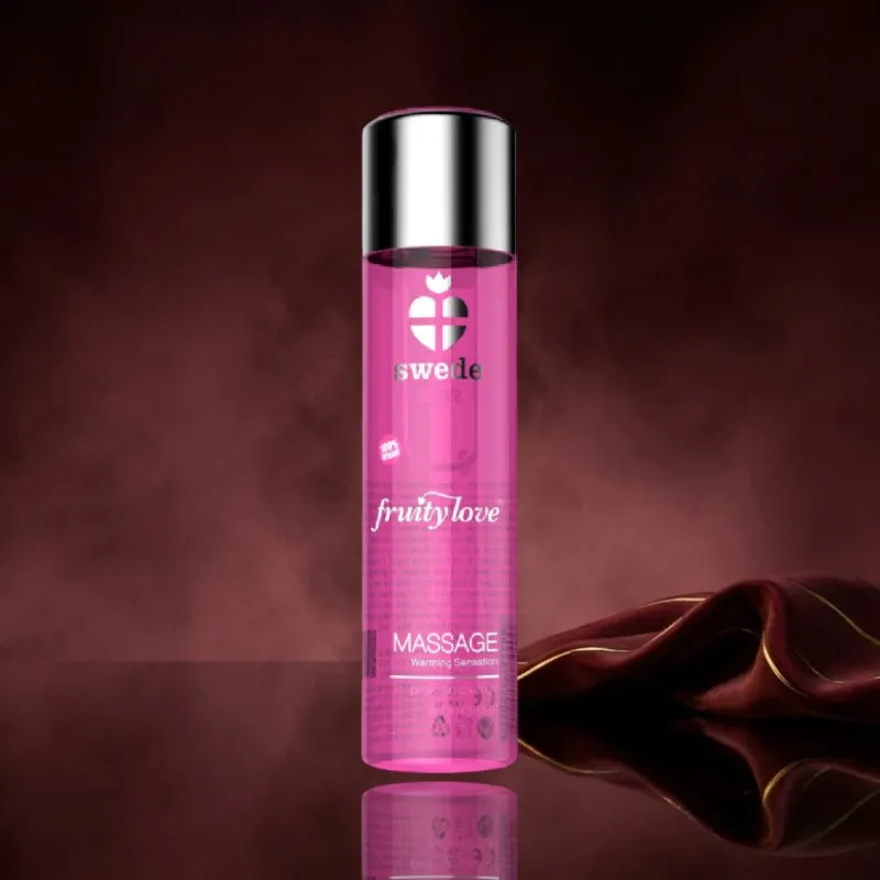 Swede Fruity Love Massageöl mit wärmendem Effekt Rosa Himbeere und Rhabarber - 120 ml