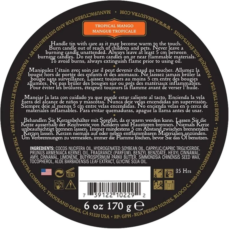 Kamasutra Massagekerze mit tropischem Mangoduft - 170 gr