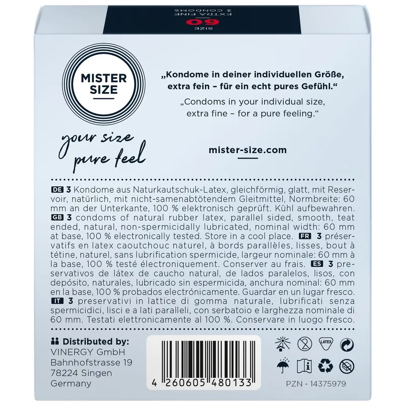 MISTER.SIZE 60 mm Kondome 3 Stück