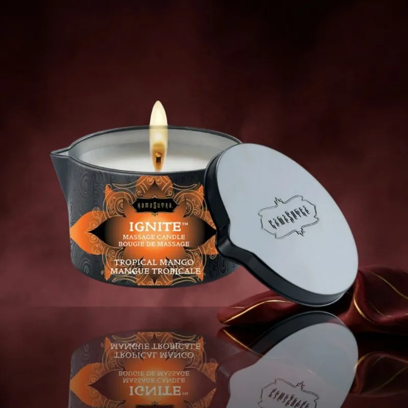 Kamasutra Massagekerze mit tropischem Mangoduft - 170 gr