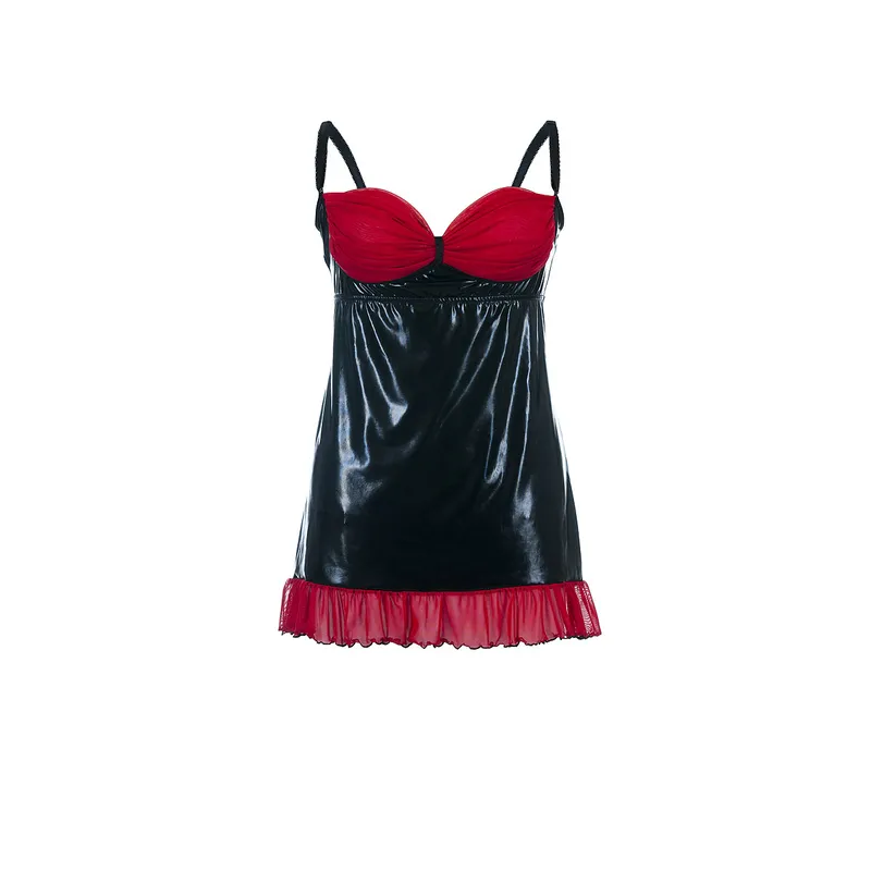 Wetlook Chemise SB/1011 schwarz/rot von Andalea