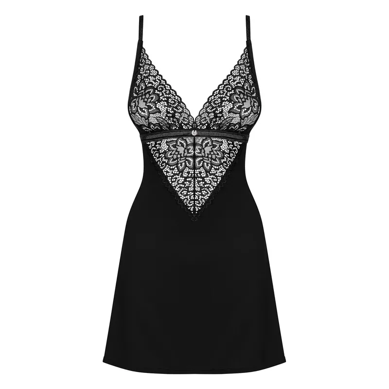 Chemise Cecilla mit String schwarz - 2XL