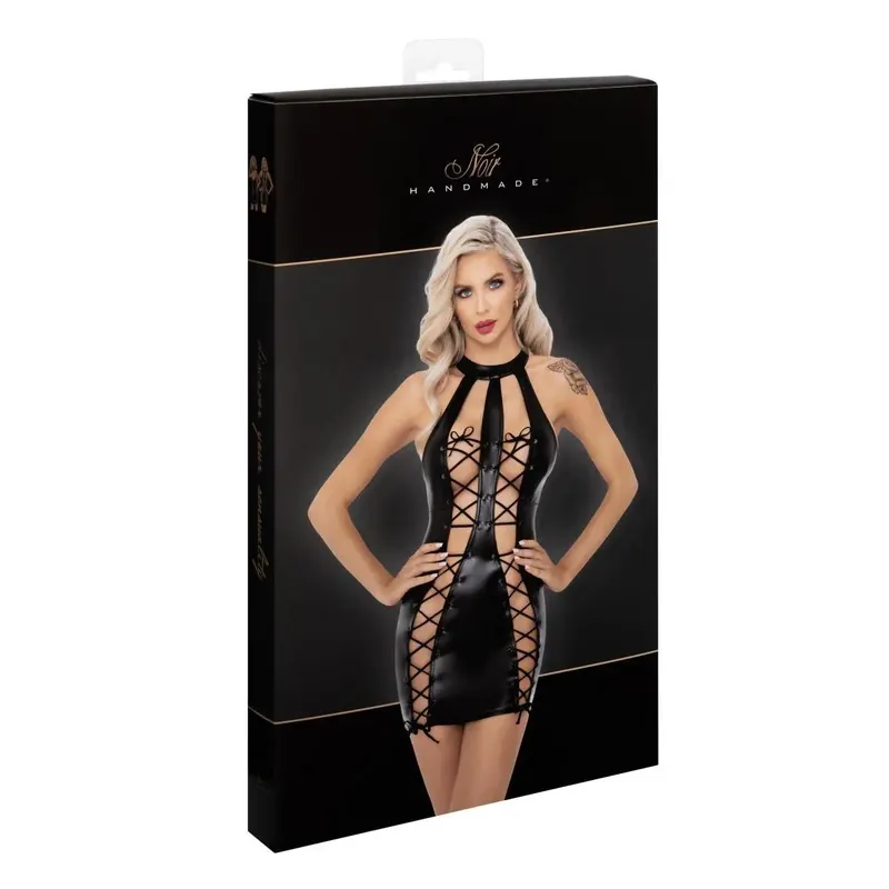 Powerwetlook Kleid F291 mit doppelter Schnürung - 3XL