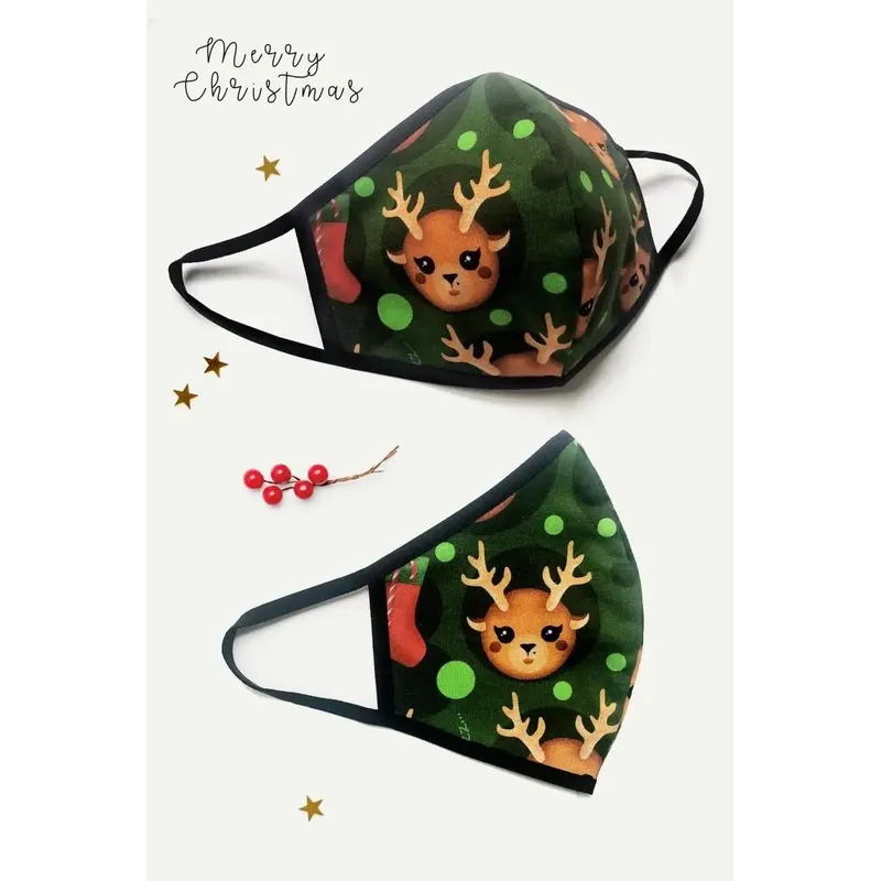 2-lagige X-mas Maske grün - OS