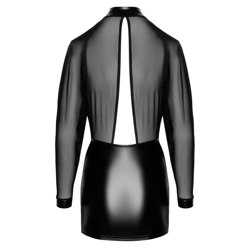 F348 Tüll-Minikleid mit Wetlook - S