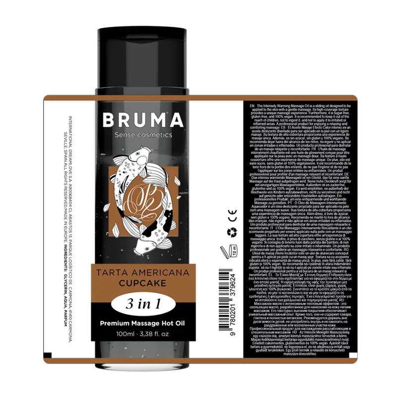Bruma Premium Massageöl mit Wärmeeffekt Cupcake Geschmack 3 In 1 - 100 ml