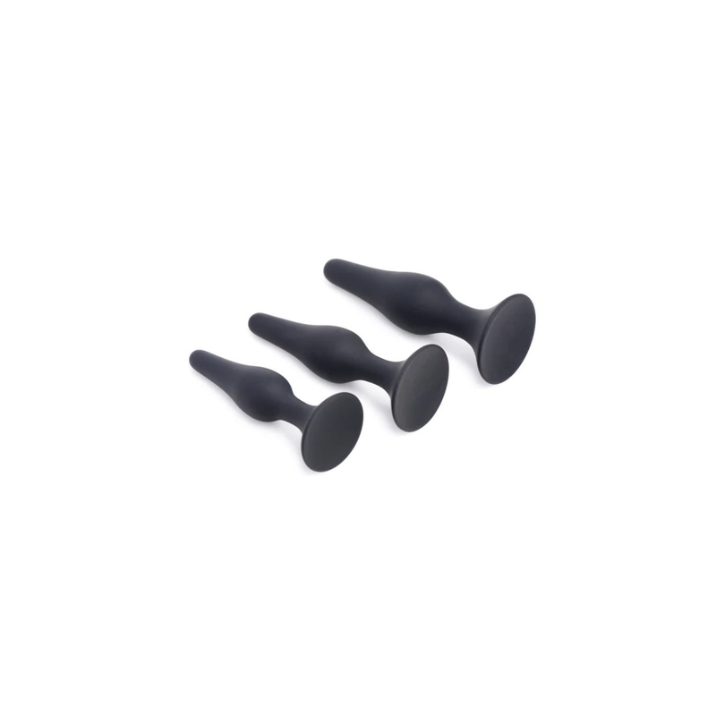 3 X Set Analplugs Trainer Silikon Schwarz