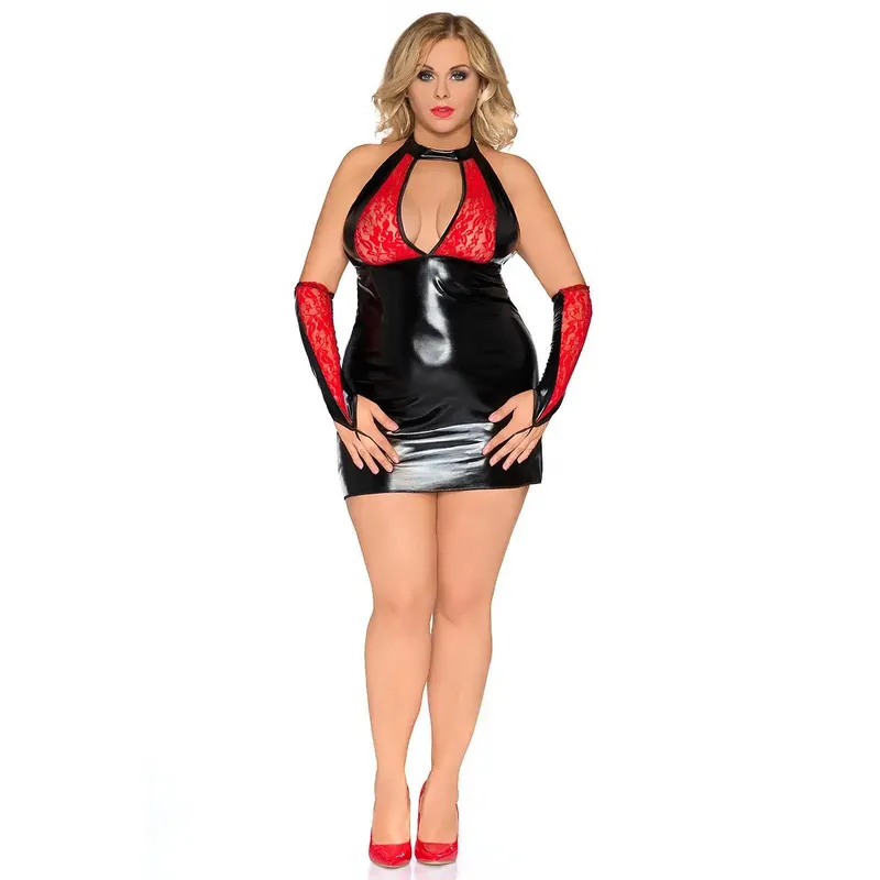 Wetlook Chemise Z/5009 schwarz/rot von Andalea