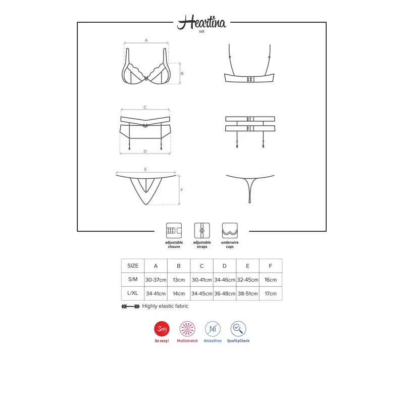 Heartina Set rot Größe: S/M