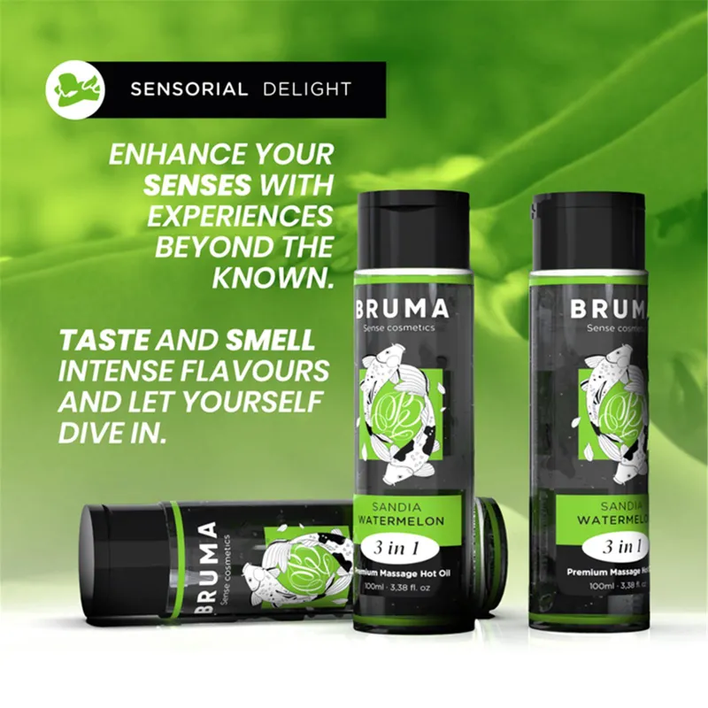 Bruma Premium Massageöl mit Wärmeeffekt Wassermelone Geschmack 3 In 1 - 100 ml