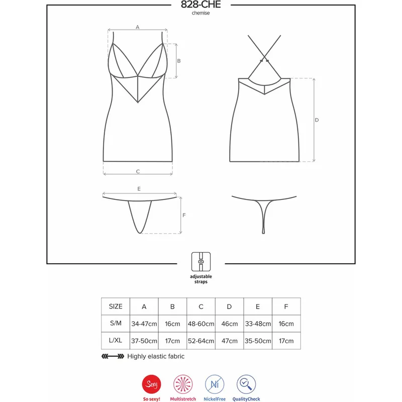 Chemise, Babydoll 828-CHE-1 schwarz - S/M