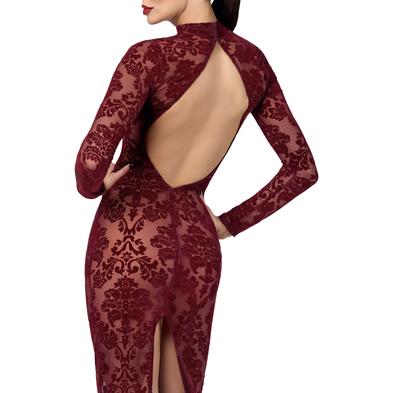 Langes Flockkleid F383 Kink Royal rot - 3XL