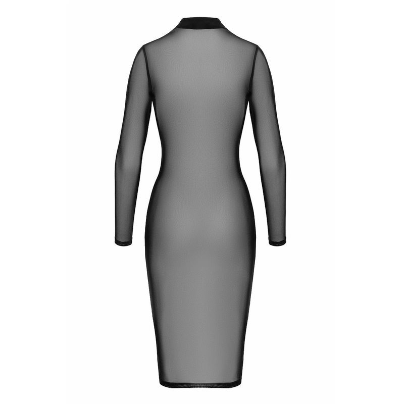 Halblanges Kleid F347 aus feinem Netz schwarz - 3XL
