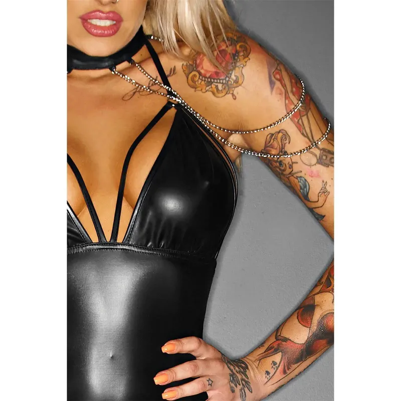 Wetlook Straps-Body F109 schwarz - XL