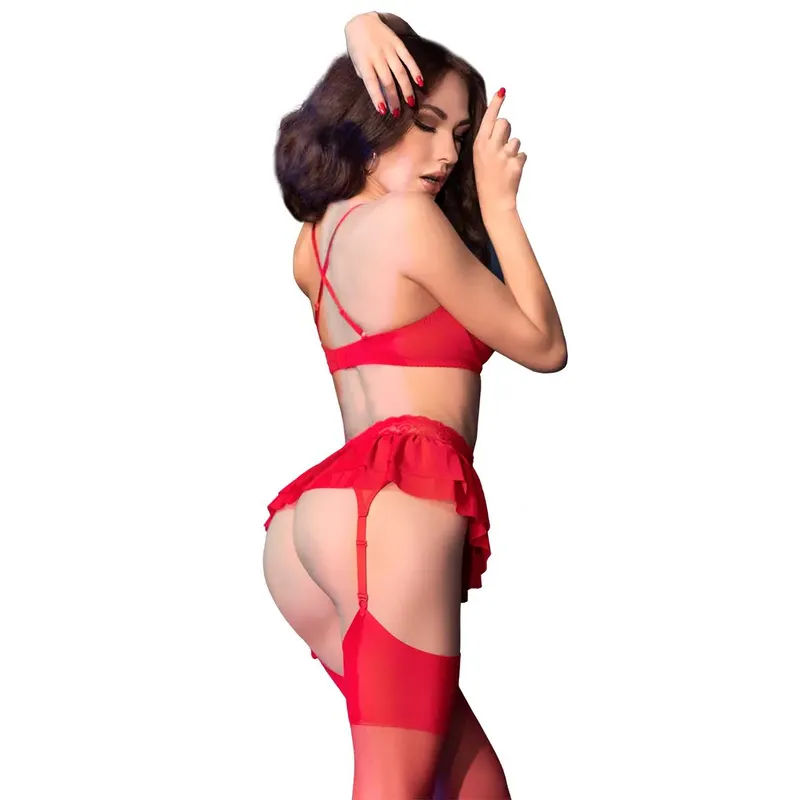 Spitzen-Set CR4466 rot Größe: S/M