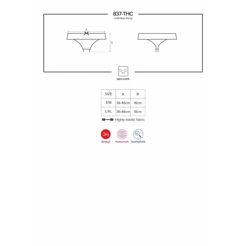 837-THC-1 Crotchless Thong Größe: S/M