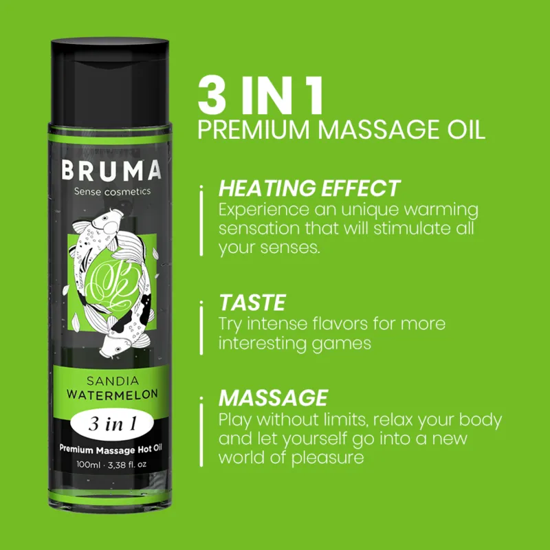 Bruma Premium Massageöl mit Wärmeeffekt Wassermelone Geschmack 3 In 1 - 100 ml