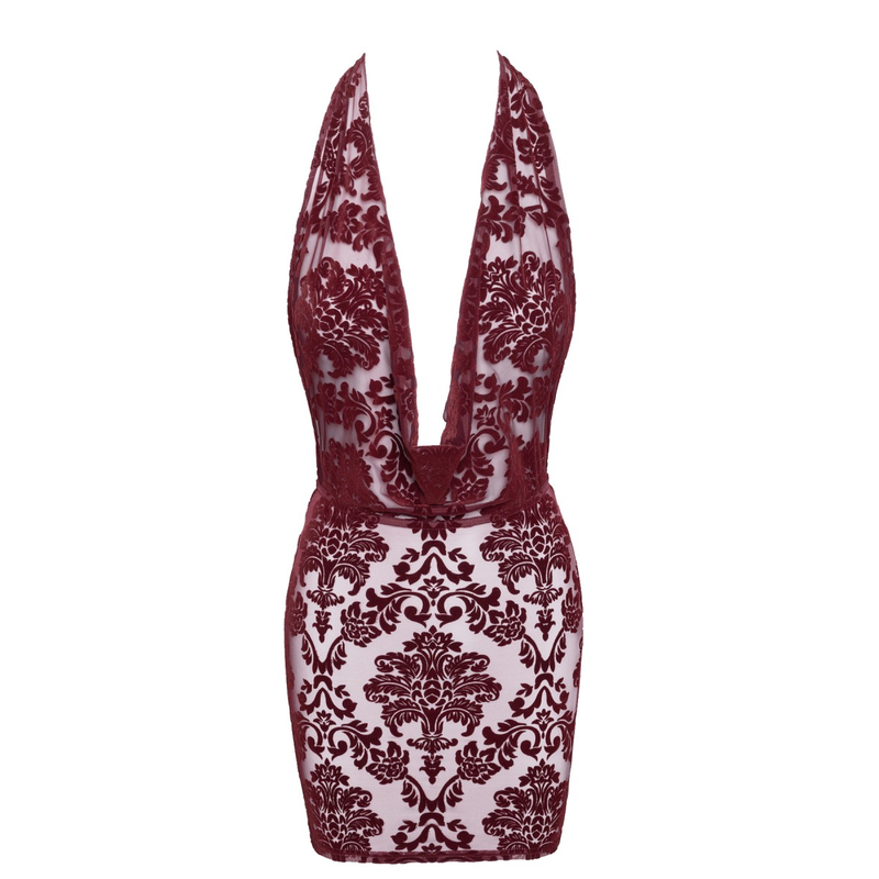 Minikleid F385 Kink Royal mit Wasserfallausschnitt rot - 3XL