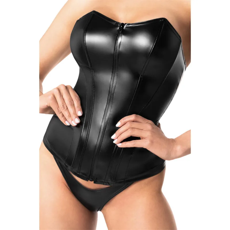 F334 Wetlook Corsagen-Top - 6XL