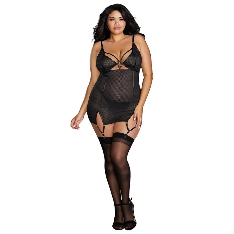 Garter Dress DR12176X schwarz Größe: 3X