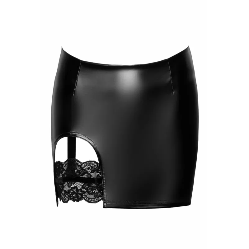 F345 Wetlook Minirock mit Strumpfband - 3XL