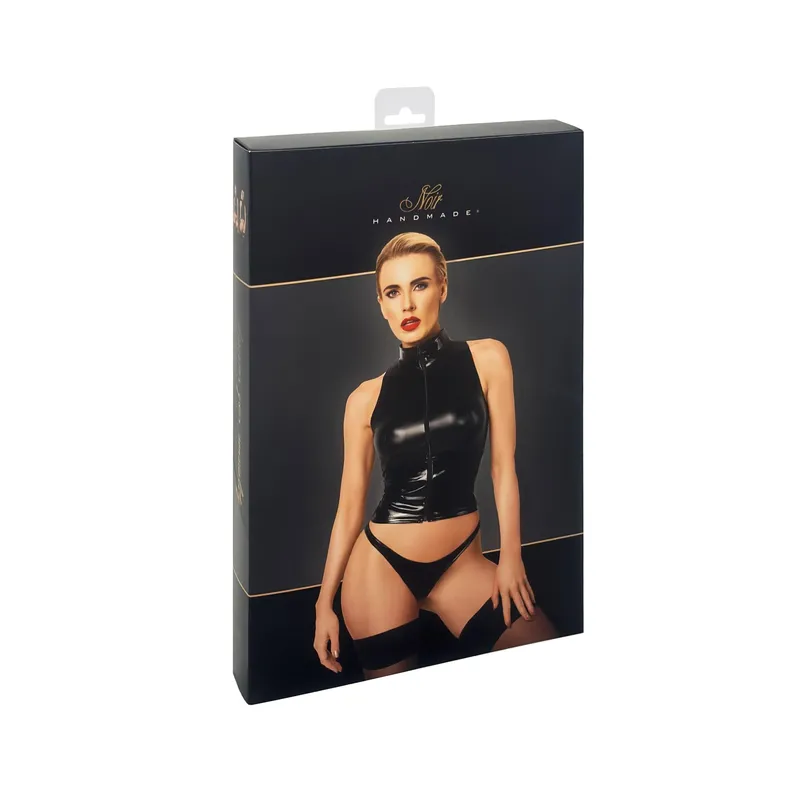 F324 Wetlook Top mit Reißverschluss - 3XL