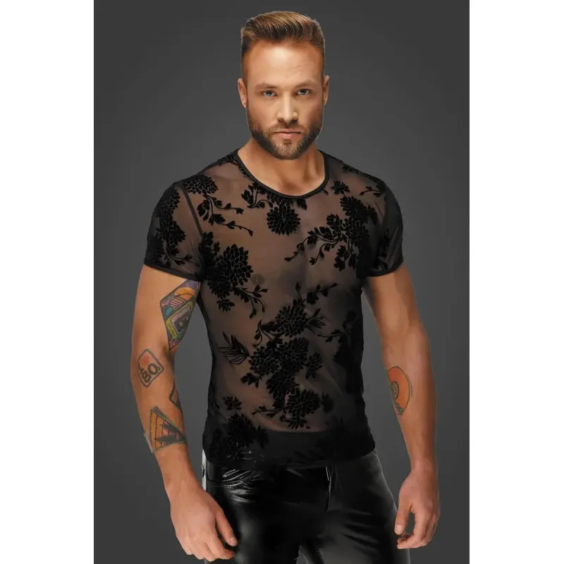 Flower Flock T-Shirt H073 schwarz - 3XL